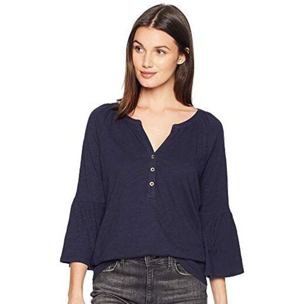 Lilly Pulitzer Teigen Flounced Sleeve Tunic Top Cotton Resort Shirt S New 254868